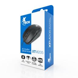 Xtech - Mouse - USB - Wired - All black - 3D 3-button XTM-205 - 1000dpi