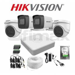 KIT DVR HIKVISION 4 CAMARAS 2MP BULLET Y TURRET + DISCO CCTV