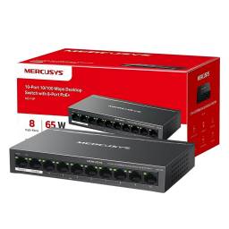 Switch Poe Mercusys Ms110p 10 Puertos  8 Poe 65w 100mbps