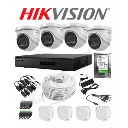 KIT DVR HIKVISION 4 CAMARAS 2MP TURRET + DISCO CCTV