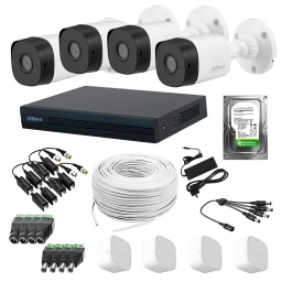 KIT DVR DAHUA 4 CAMARAS 2MP BULLET + DISCO