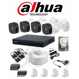 KIT DVR DAHUA 4 CAMARAS 2MP BULLET + DISCO