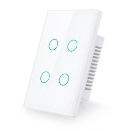 Interruptor De Luz Tctil Tuya Smart 4 Ch Wifi Blanco