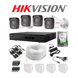 KIT 4 CMARAS Y DVR HIKVISION 2MP BULLET + DISCO CON MICRFONO