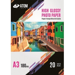 PAPEL FOTO. A3 180 GR HIGH GLOSSY X 20