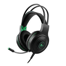 Auriculares para juegos con cable Xtech XTH-560 Insolense - Negro, detalles en verde - Conexin: 3,5 mm (TRRS) Incluye u