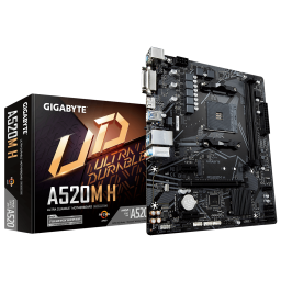 Gigabyte A520M H - 1.0 - placa base - micro ATX - Socket AM4 - AMD A520 Chipset - USB 3.2 Gen 1 - Gigabit LAN - Tarjeta 