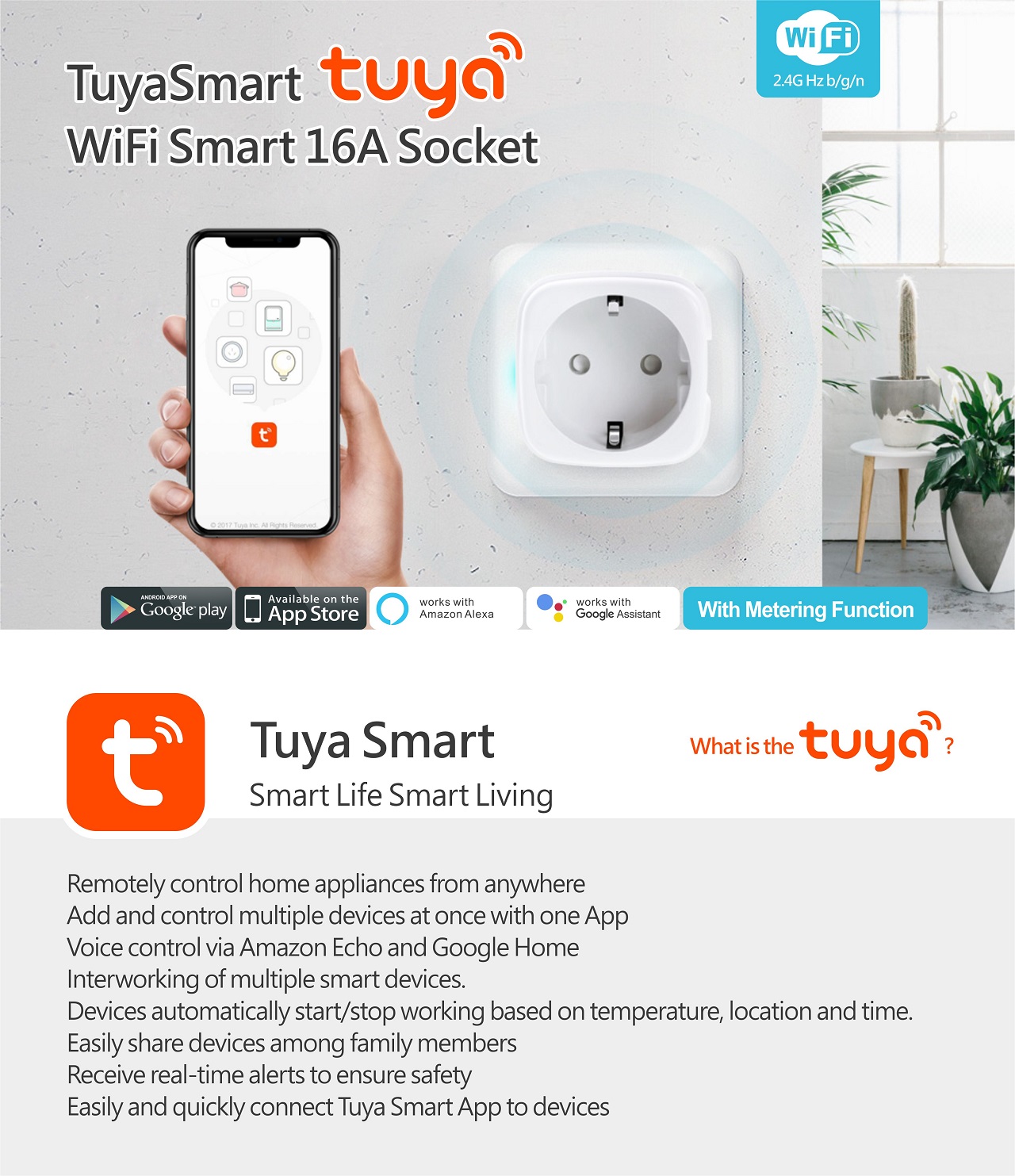 Tomacorriente Inteligente Smart Plug Alexa Google Home WiFi 2.4G