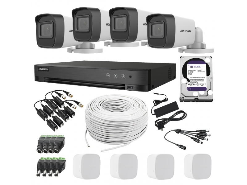 Kit 4 Camaras de Seguridad Hikvision 5MP DVR 4ch + Disco